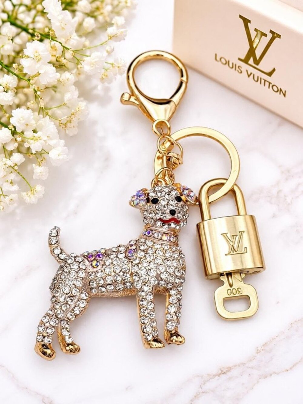 Authentic LV Gold Padlock 🔒Unbranded Dog Keychain Charm for Louis Vuitton Bags